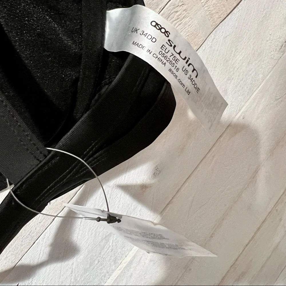 Black Leopard Mesh Triangle Bikini Top 34DD NWT - Picture 5 of 5